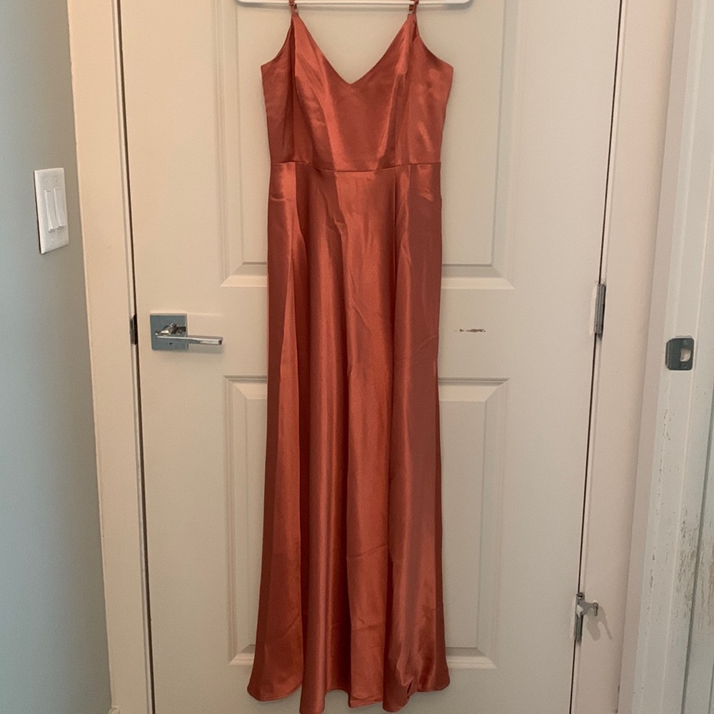 Birdy grey bridesmaid dress altered for 5’1”